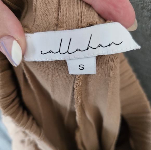 Callahan Revolve Cropped Wide Leg Ribbed Pull On Pants Size S Tan - Picture 5 of 6